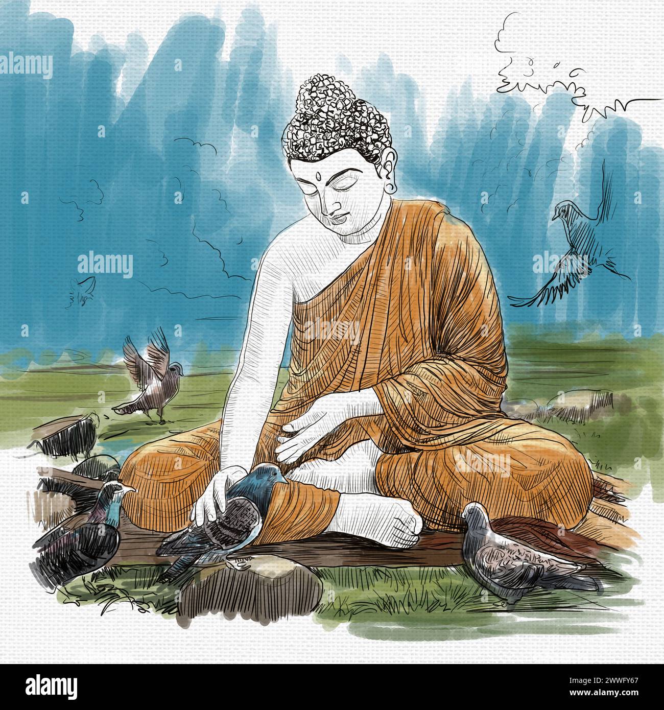 Illustration pour Buddha Purnima ou Vesak Day avec un design agréable et créatif, bannière, affiche, flyer Banque D'Images
