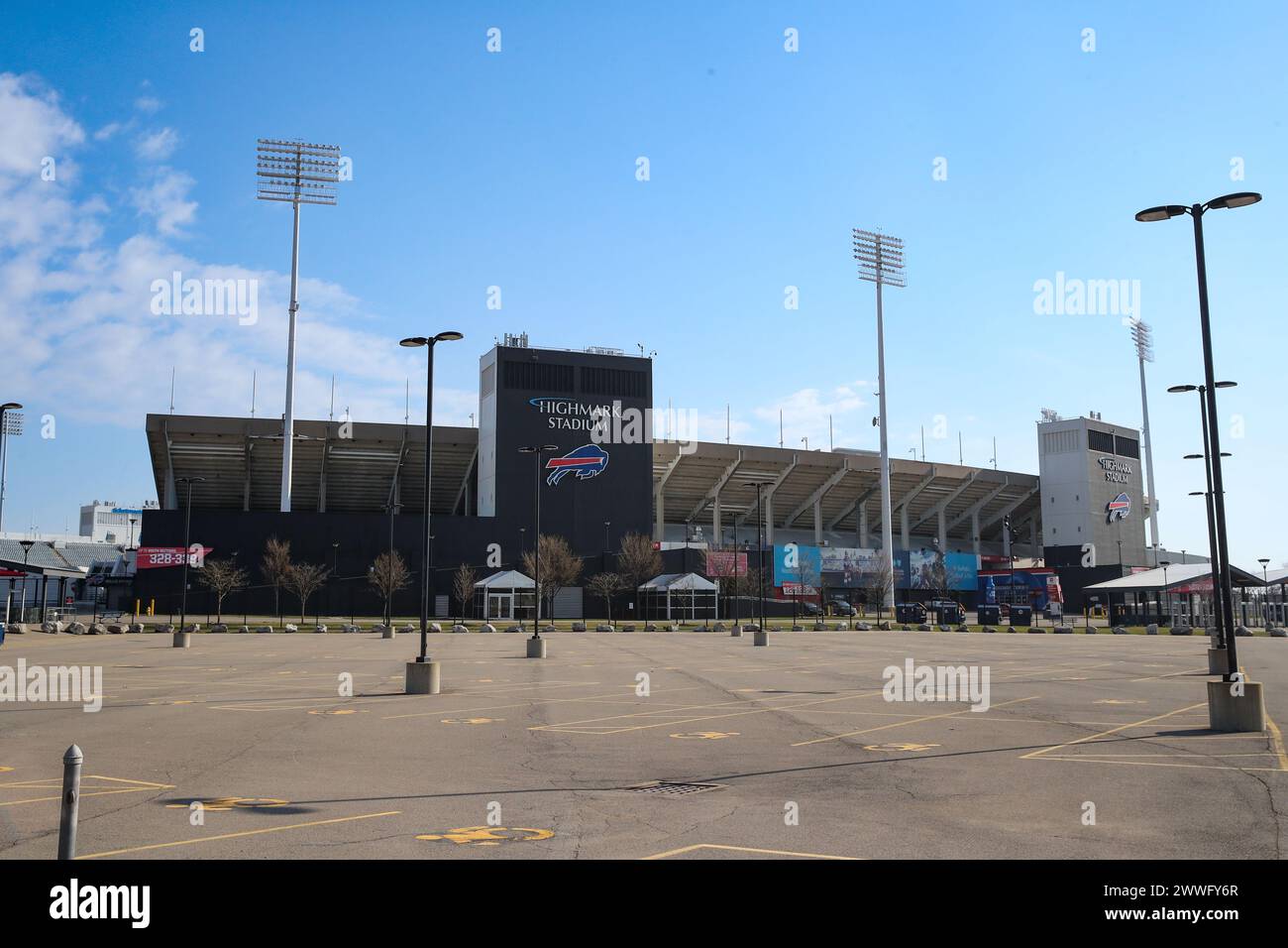 Buffalo, NY, États-Unis. 13 mars 2024. Highmark Stadium est vide en basse saison. Les Bills de Buffalo joueront une saison de plus ici avant de déplacer acr Banque D'Images