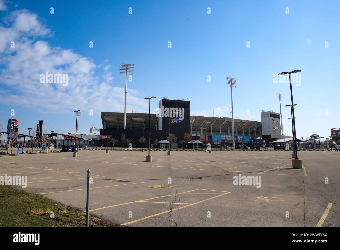 Buffalo, NY, États-Unis. 13 mars 2024. Highmark Stadium est vide en basse saison. Les Bills de Buffalo joueront une saison de plus ici avant de déplacer acr Banque D'Images