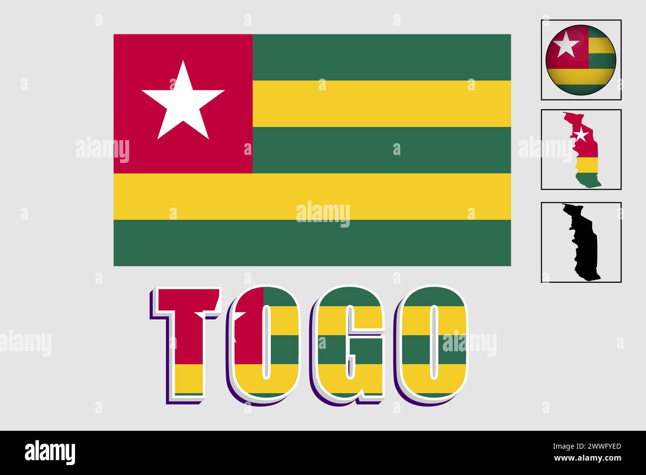 Drapeau et carte du Togo dans un graphique vectoriel Illustration de Vecteur