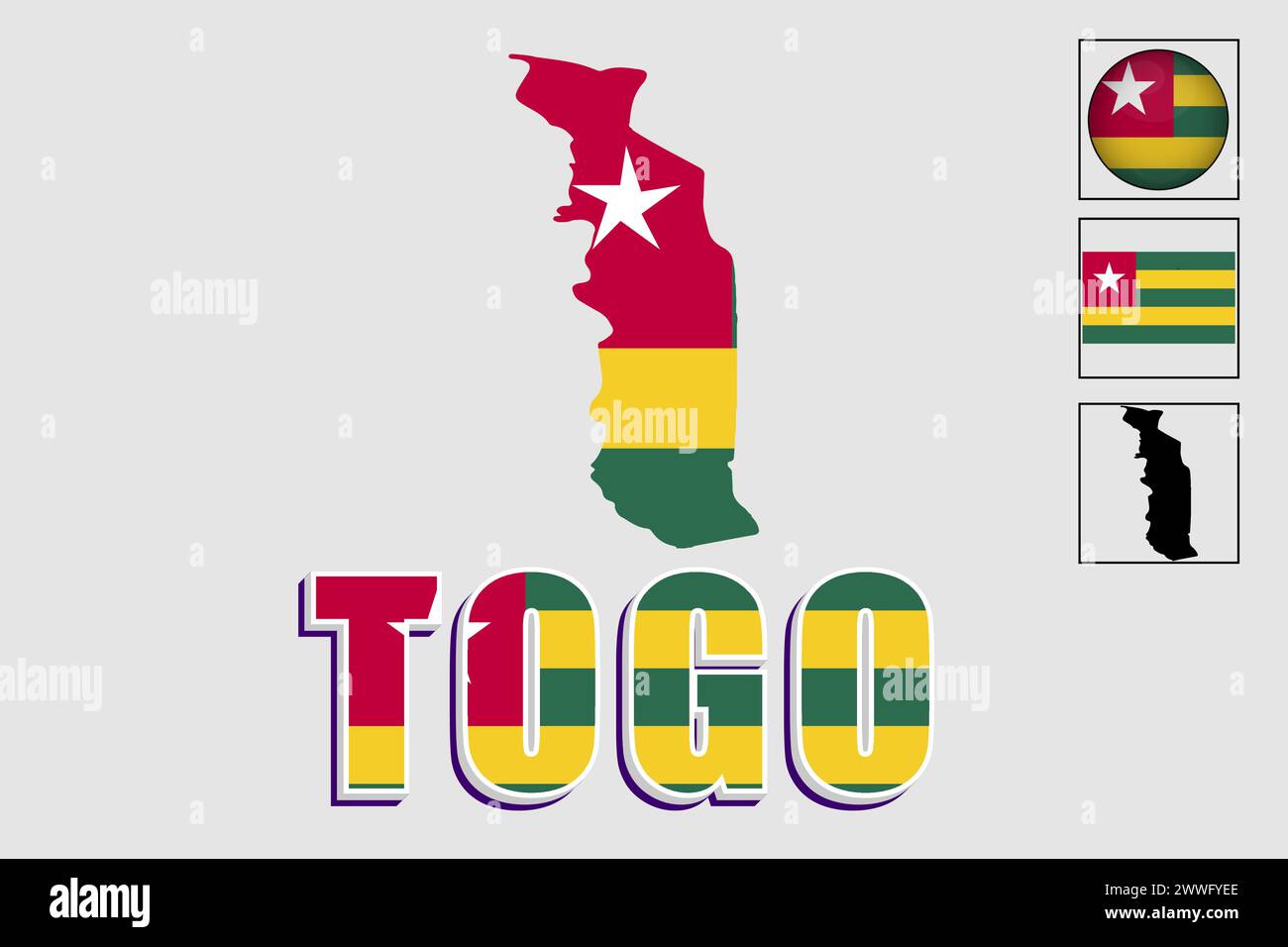 Drapeau et carte du Togo dans un graphique vectoriel Illustration de Vecteur