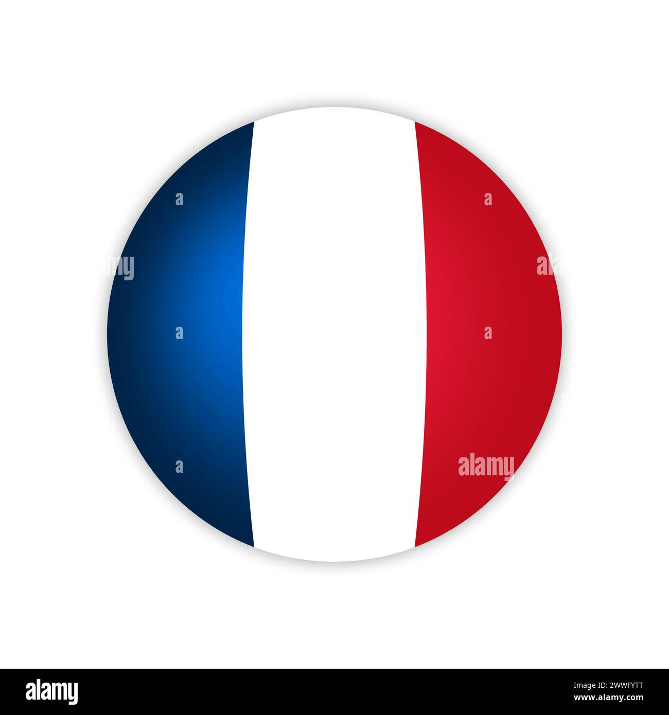 Vecteur rond de drapeau de France illustration isolée. Symbole national français brillant créatif sur fond blanc Illustration de Vecteur