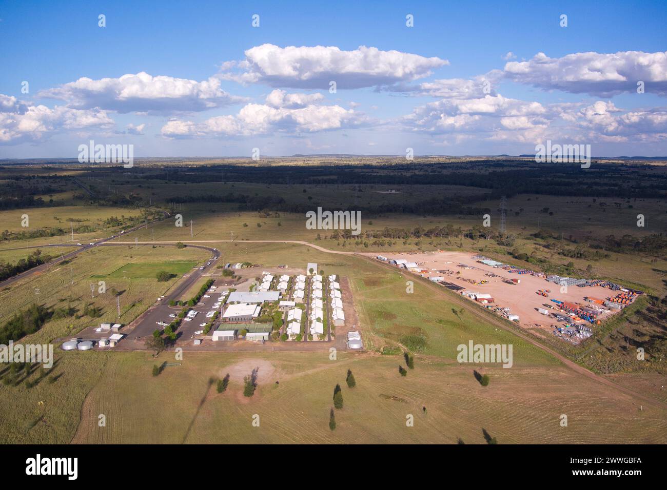 Antenne de la localité du camp SANTOS Unburri dans la région de Maranoa, Queensland, Australie Banque D'Images