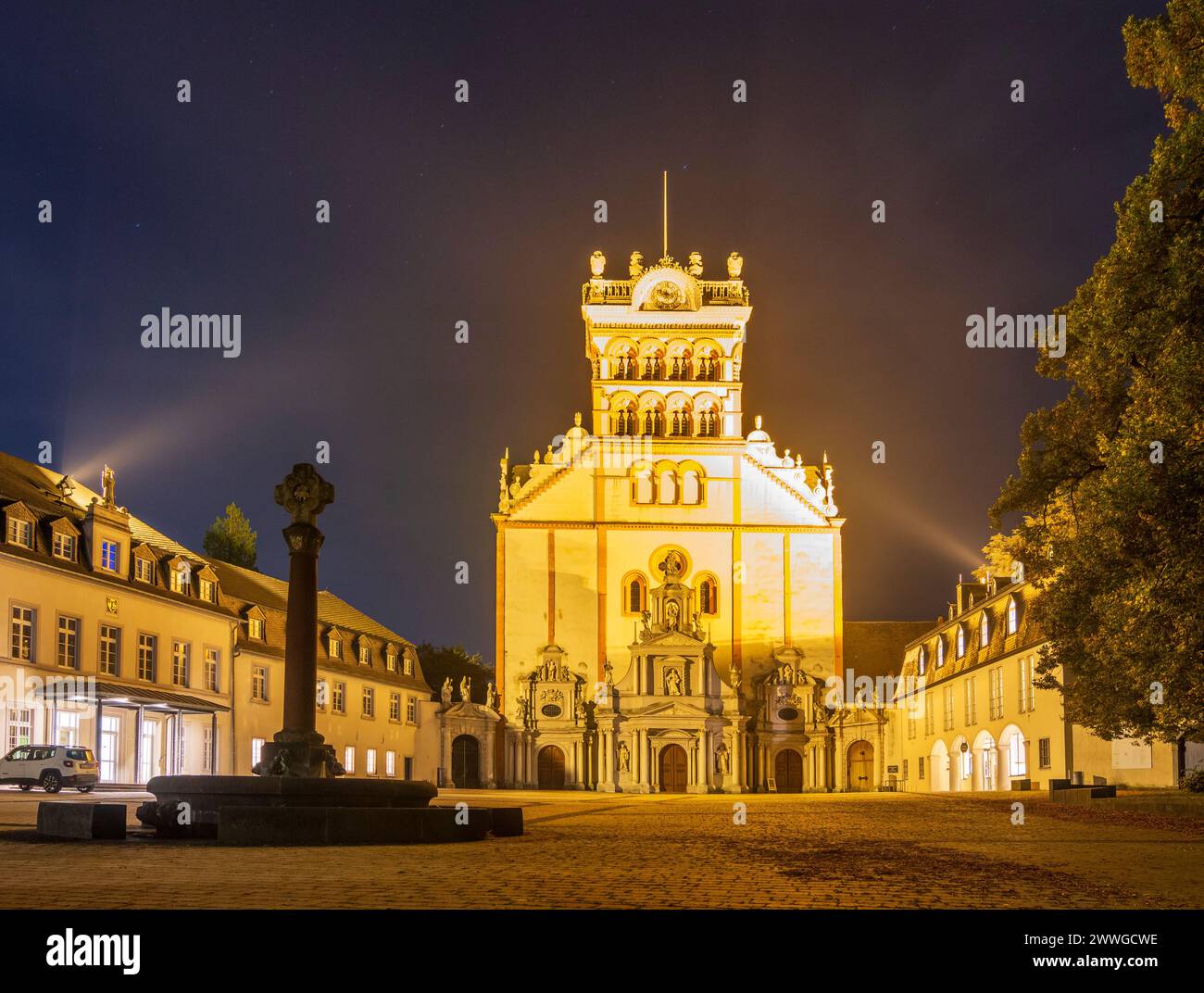 Trèves:. Abbaye de Matthias à Moselle, Rhénanie-Palatinat, Rhénanie-Palatinat, Allemagne Banque D'Images