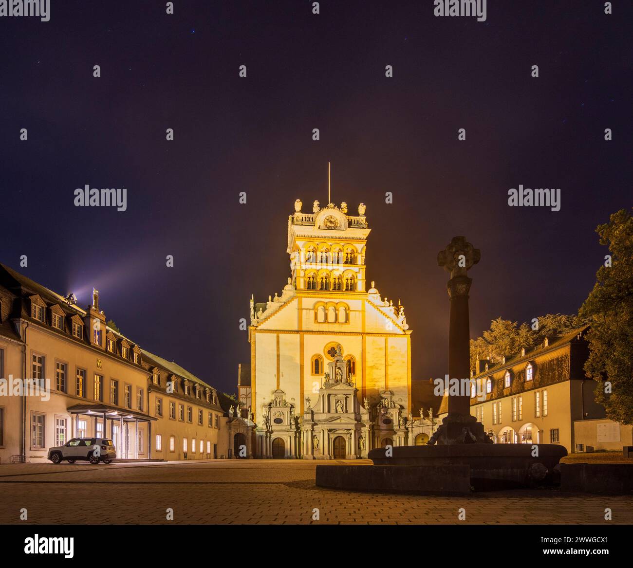 Trèves:. Abbaye de Matthias à Moselle, Rhénanie-Palatinat, Rhénanie-Palatinat, Allemagne Banque D'Images