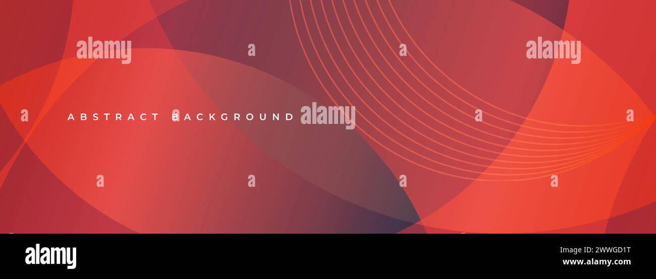 Fond rouge moderne abstrait avec des cercles et des rayures circulaires. Modèle de bannière de conception graphique d'illustration vectorielle large. Illustration de Vecteur
