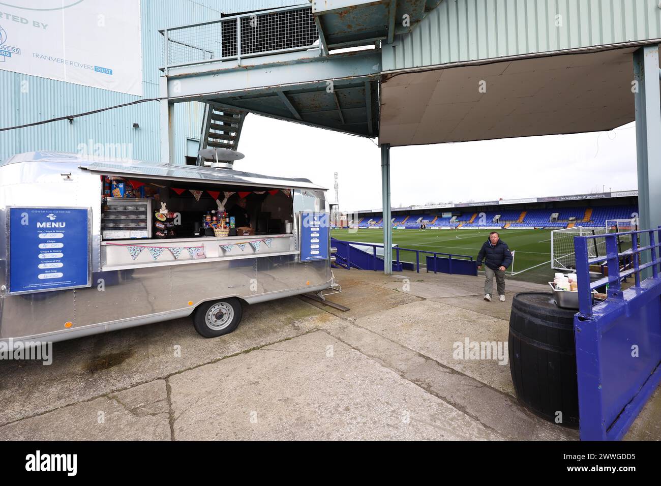 Vue générale du stade des clubs de football Tranmer Rovers, Preston Park à Birkenhead. Banque D'Images