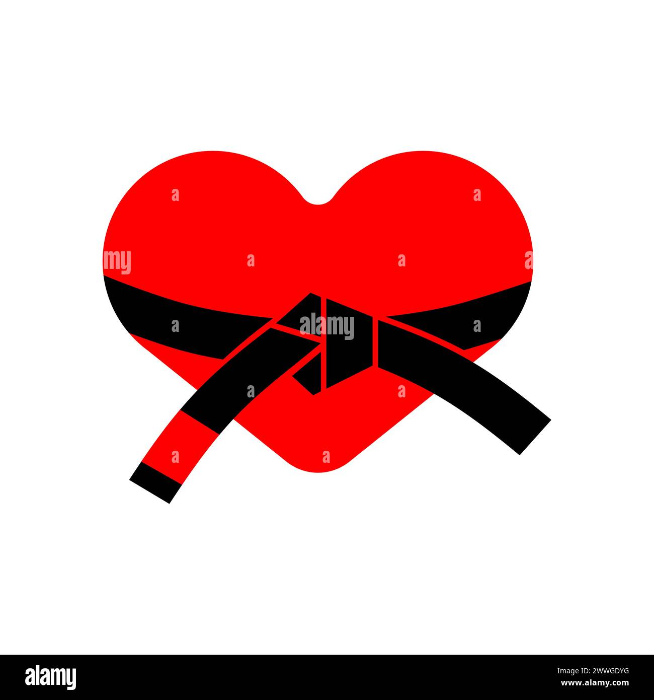 Coeur et ceinture de judo. Amour pour le karaté. Ceinture coeur et aïkido Illustration de Vecteur