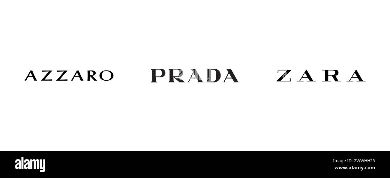 Azzaro, Prada, Zara. Collection de logos vectoriels éditoriaux. Illustration de Vecteur