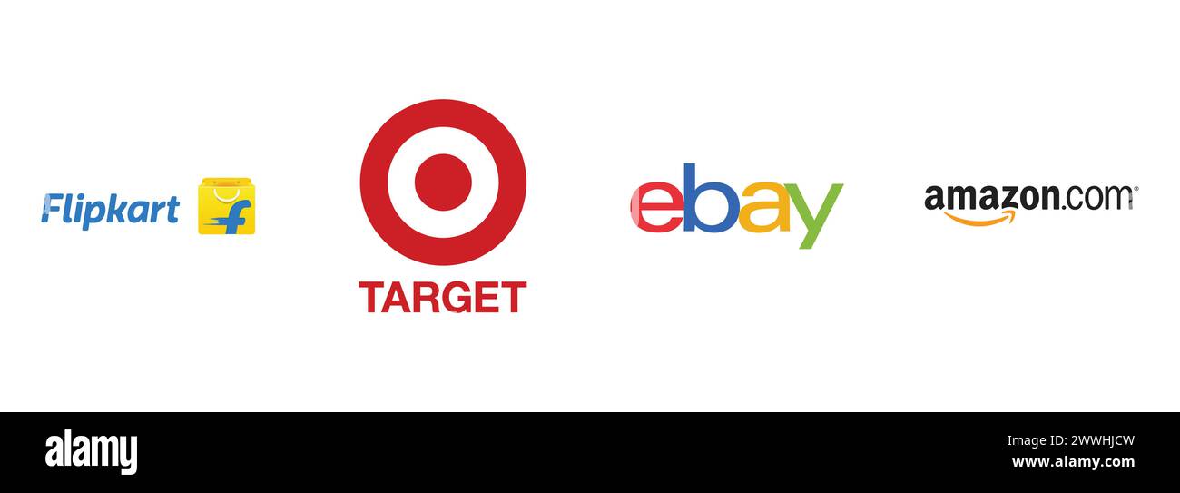 Target, Amazon, Flipkart, Ebay. Collection de logos vectoriels éditoriaux. Illustration de Vecteur