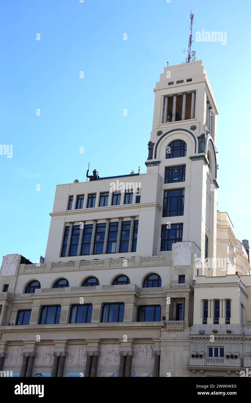 Madrid. Circulo de Bellas Artes, conçu par Antonio Palacio Ramilo en 1926- architecture art déco dans le centre de Madrid, Espagne. Plein format. Personne. Banque D'Images