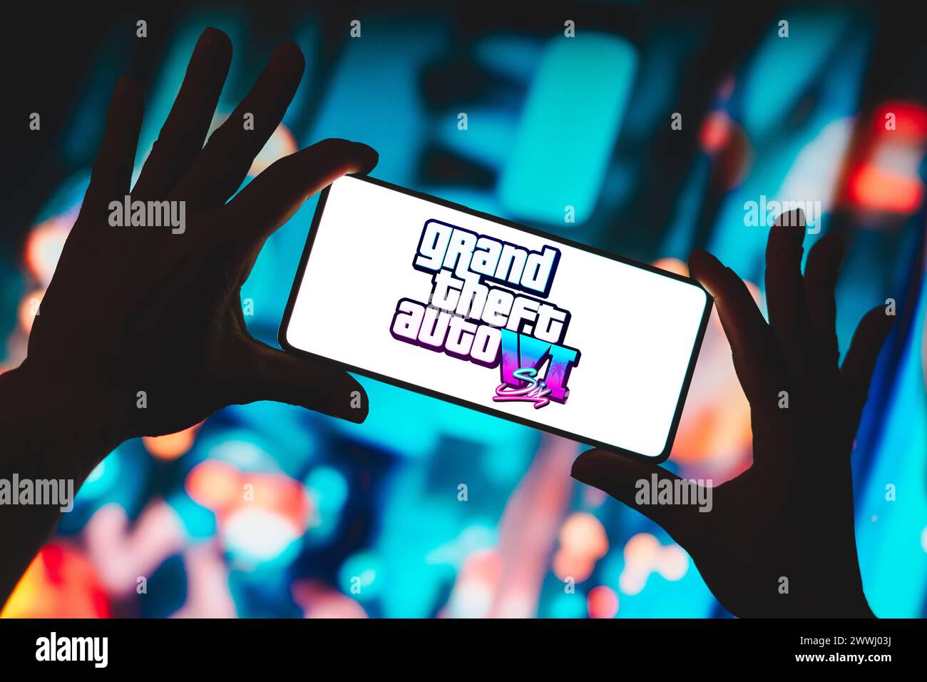 5 décembre 2023, Brésil. Dans cette illustration photo, le logo Grand Theft Auto VI GTA 6 est affiché sur un smartphone le 5 décembre 2023, Brésil. En Thi Banque D'Images