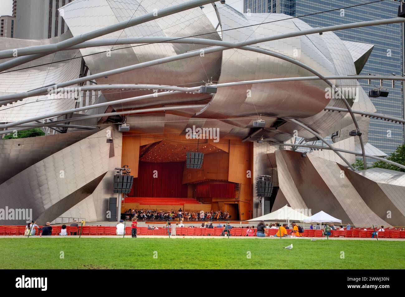 Chicago, Illinois. Pavillon Pritzker, Millennium Park. Banque D'Images
