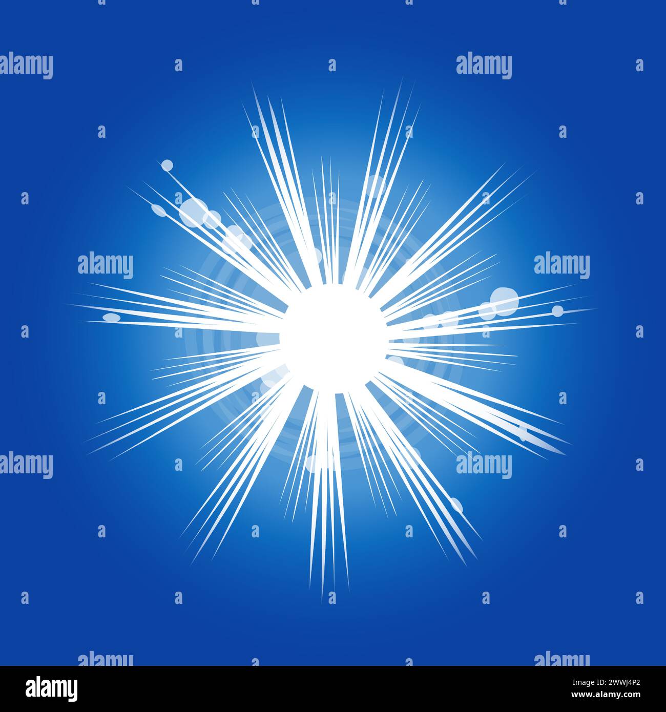 Soleil brillant avec des rayons dans un ciel clair à midi. Dessin vectoriel Illustration de Vecteur