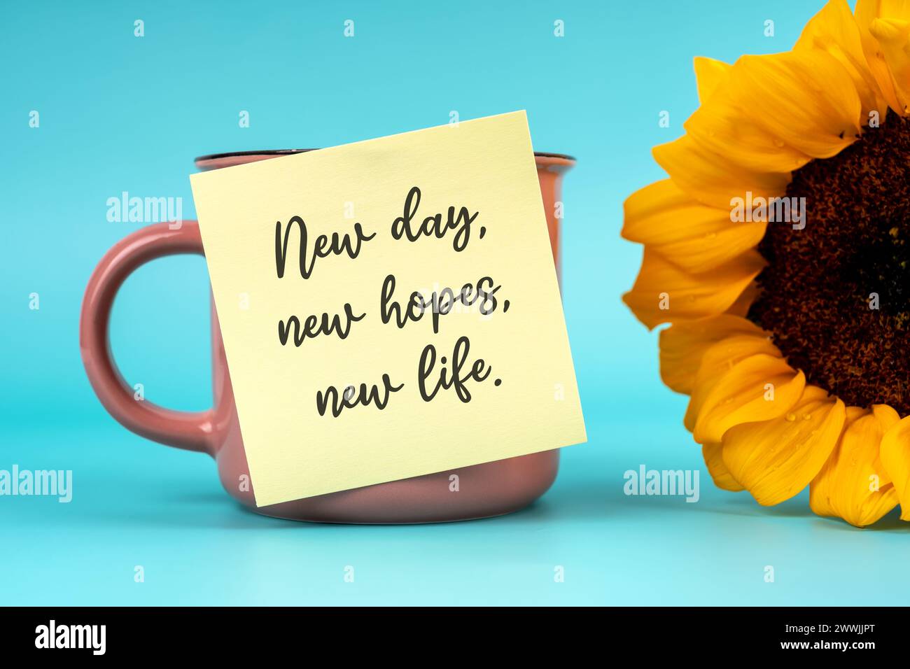 New day New Hope New Life texte sur une note autocollante Banque D'Images