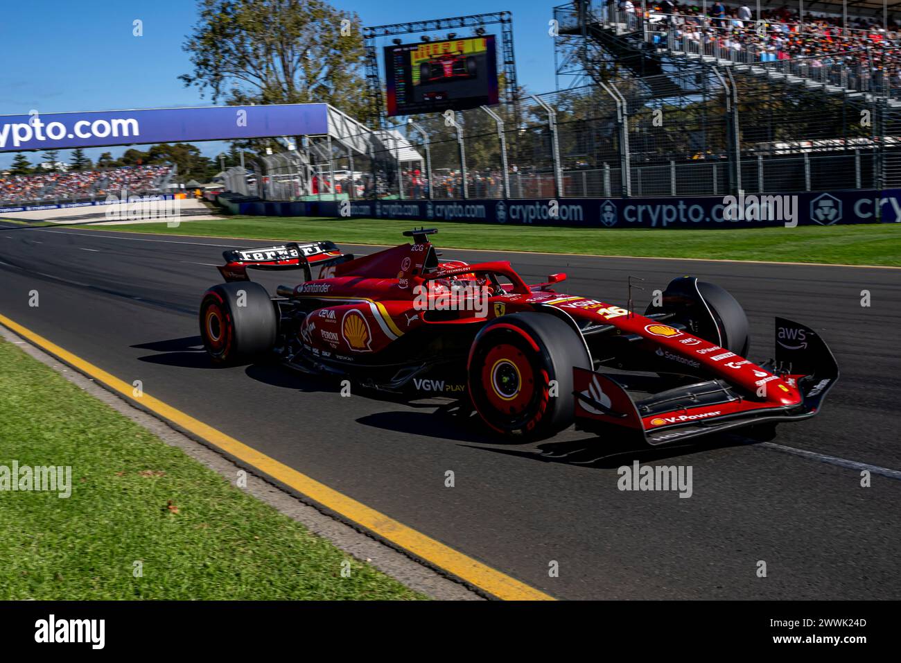 Melbourne, Australie, 23 mars, Charles Leclerc, de Monaco, concourt pour Ferrari. Qualifications, manche 03 du championnat de formule 1 2024. Crédit : Michael Potts/Alamy Live News Banque D'Images