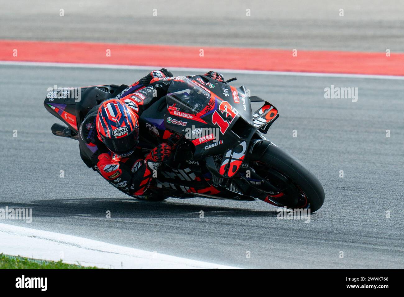 Portimao, Portugal. 23 mars 2024. PORTIMAO, PORTUGAL - 23 MARS : Maverick Vinales of Spain, Aprilia Racing lors du Grand Premio Tissot de Portugal, MotoGP, Sprint Race à l'Autodromo Internacional do Algarve le 23 mars 2024 à Portimao, Portugal. (Photo de Henk Seppen/Orange Pictures) crédit : Orange pics BV/Alamy Live News Banque D'Images