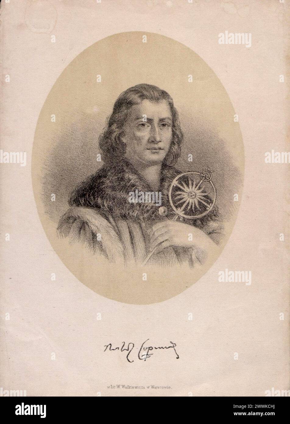 Portrait de l'astronome et mathématicien Nicolaus Copernic (1473-1543) avec sa signature CA. 1873 Banque D'Images