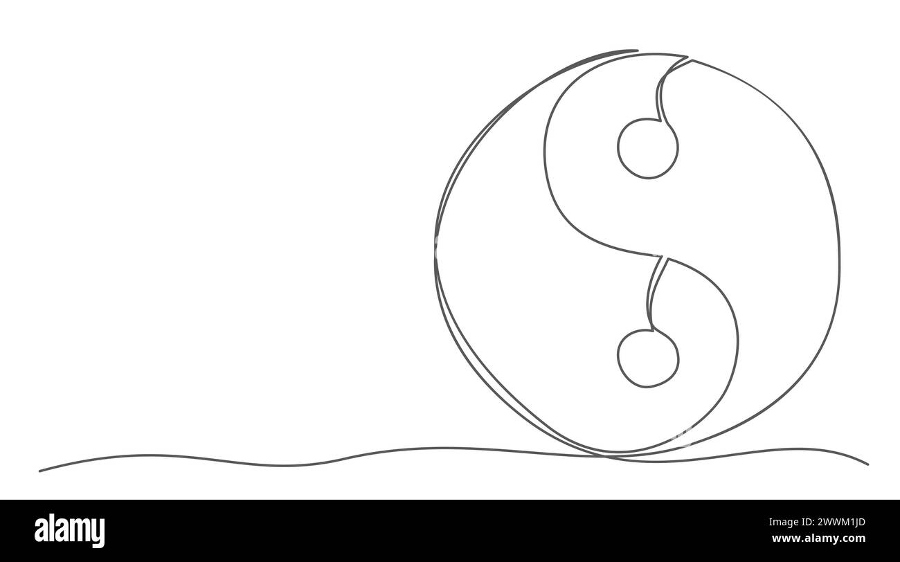 Yin yang dessin d'une ligne isolé sur fond blanc Image Vectorielle ...