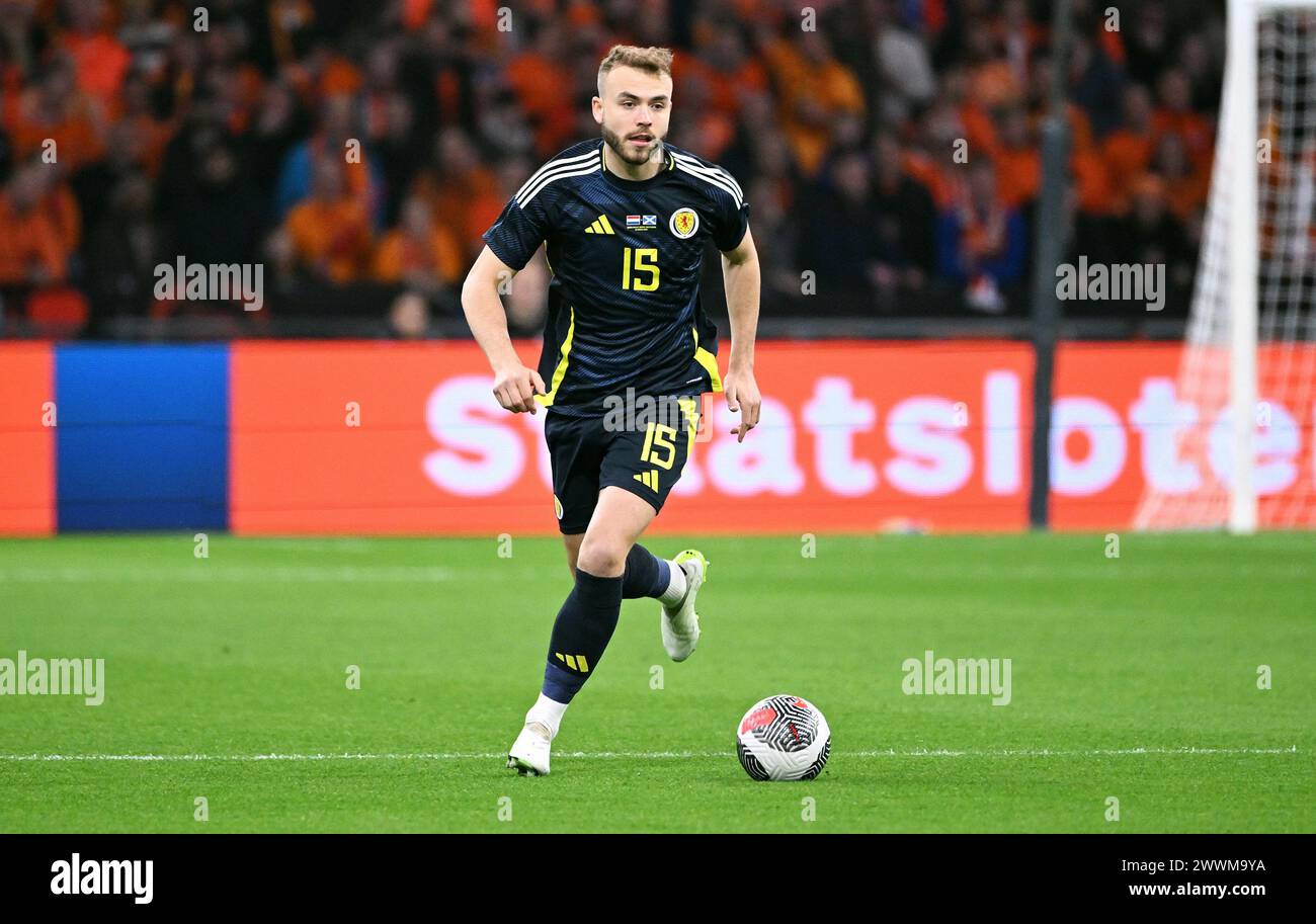 Football, match international, match amical pour l'Euro 2024, Amsterdam Arena, pays-Bas - Écosse ; Ryan Porteous (SCO) Banque D'Images