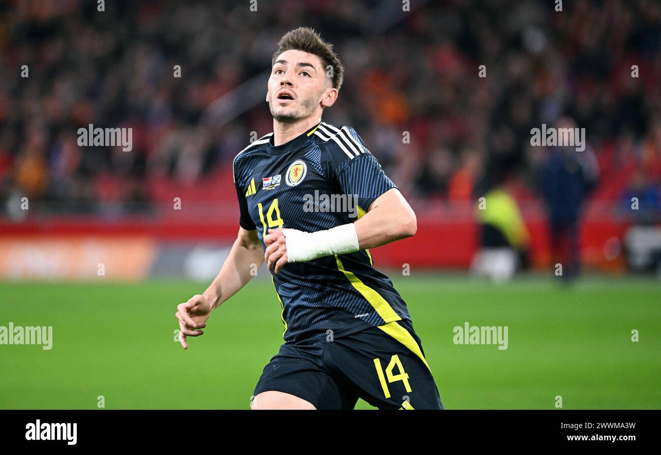 Football, match international, match amical pour l'Euro 2024, Amsterdam Arena, pays-Bas - Écosse ; Billy Graham (SCO) Banque D'Images