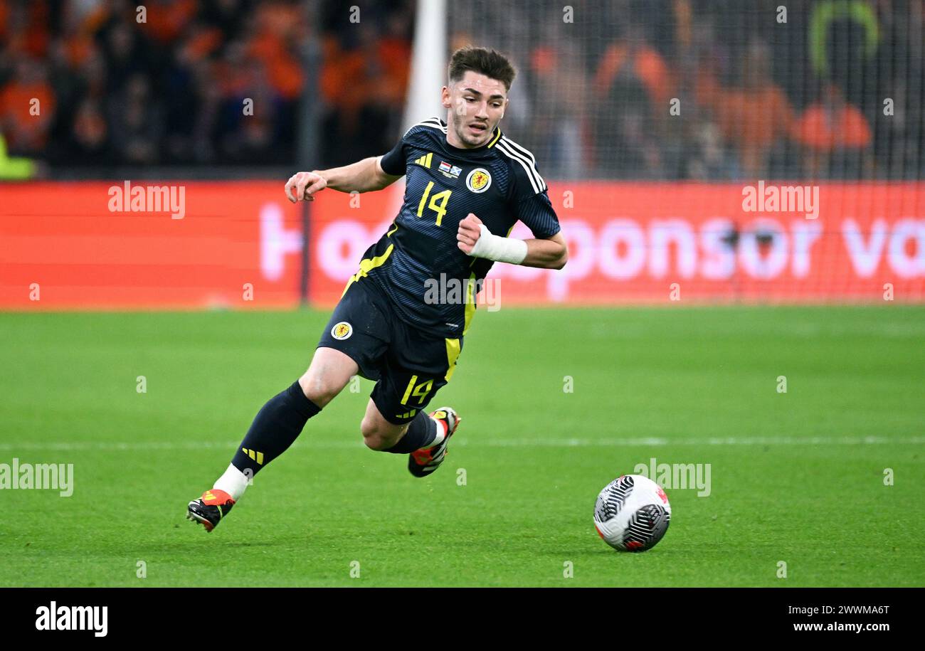 Football, match international, match amical pour l'Euro 2024, Amsterdam Arena, pays-Bas - Écosse ; Billy Graham (SCO) Banque D'Images