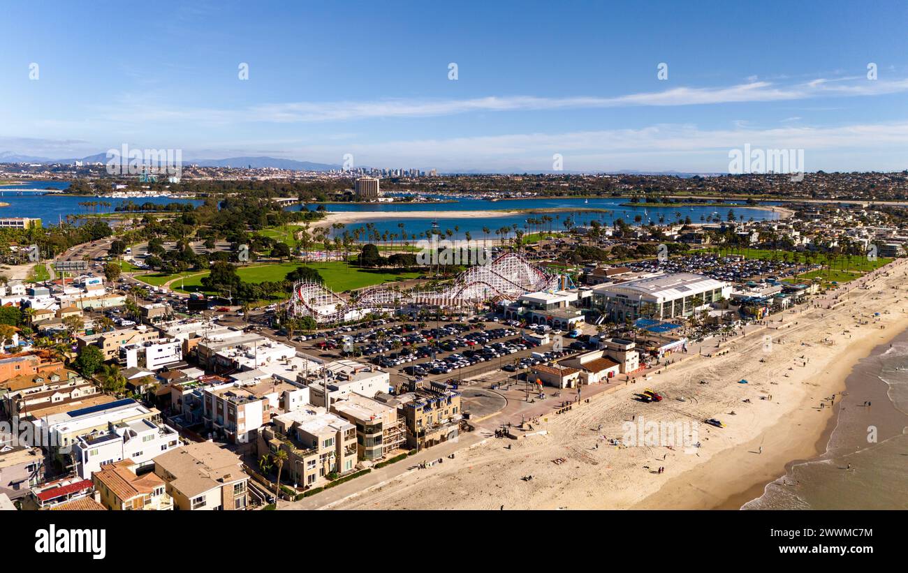 Vue aérienne de Belmont Park à San Diego, Californie. Banque D'Images