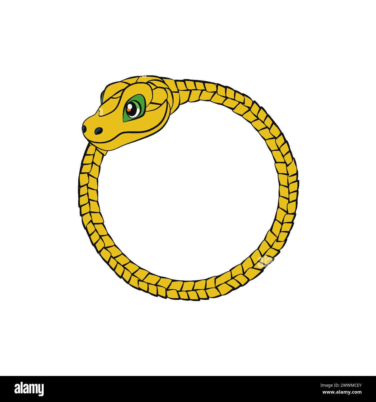 Cadre de serpent. Serpent de dessin animé enroulé dans un anneau Illustration de Vecteur