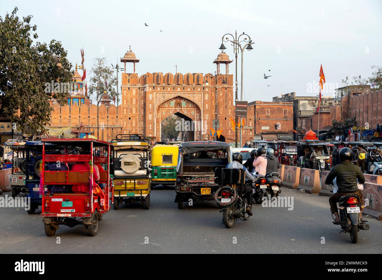 Indien, Jaipur, porte de Chandpol, Banque D'Images