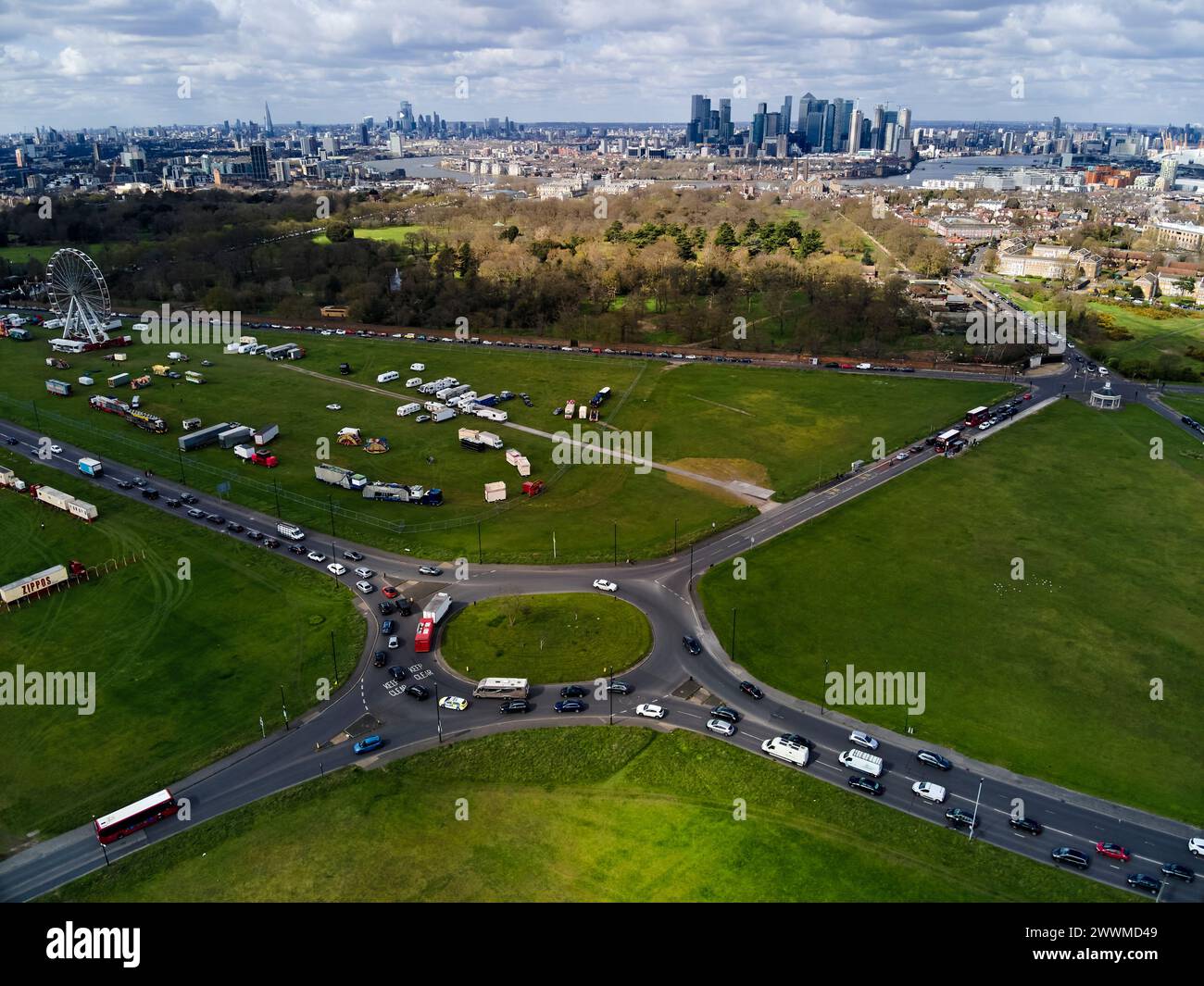 Vue aérienne de Blackheath Common, Greenwich, Angleterre Banque D'Images