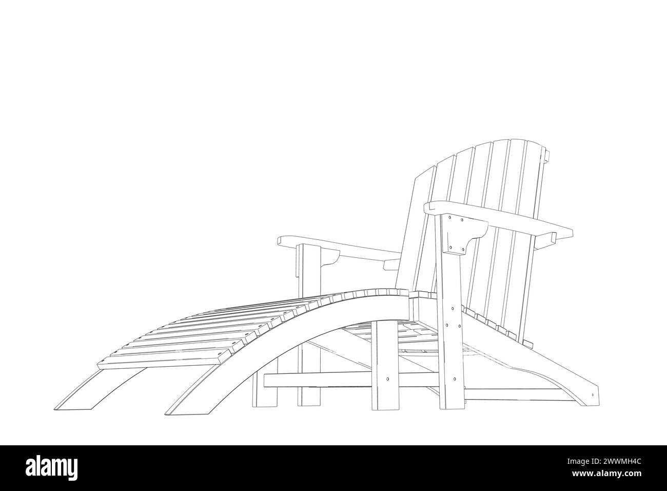 Contour de chaise de plage isolé sur fond blanc. Chaise longue contour en bois. Chaise longue en bois de plage illustration vectorielle de transats d'été isolé sur whit Illustration de Vecteur