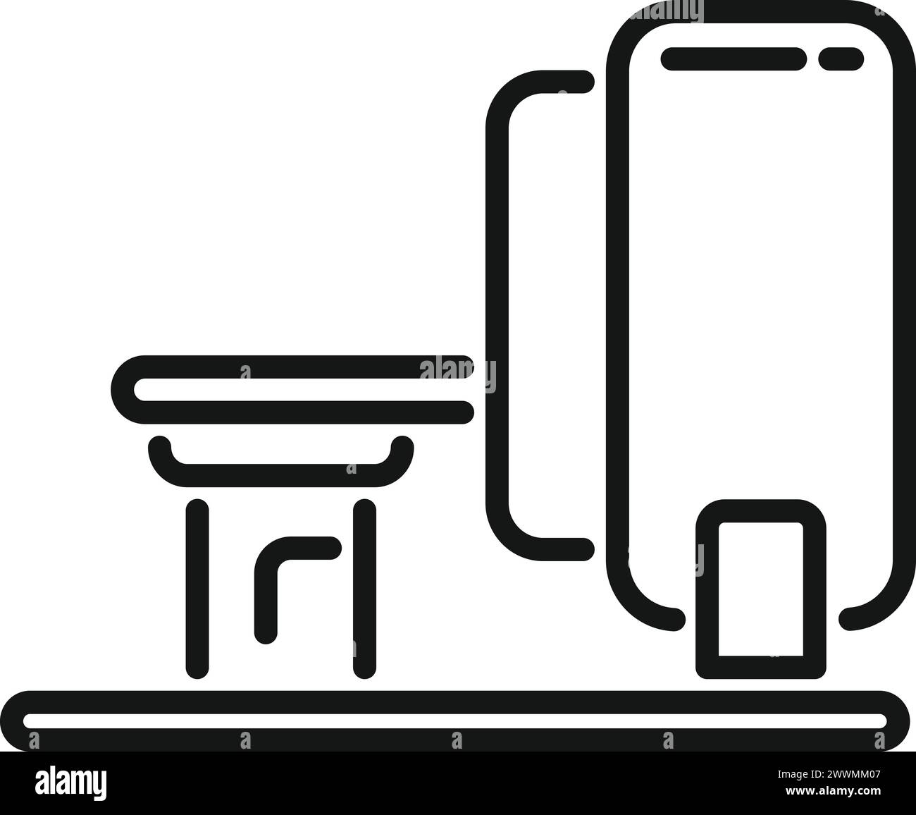 Vecteur de contour d'icône d'appareil irm clinique. Diagnostic sanitaire. Thérapeutique médicamenteuse Illustration de Vecteur