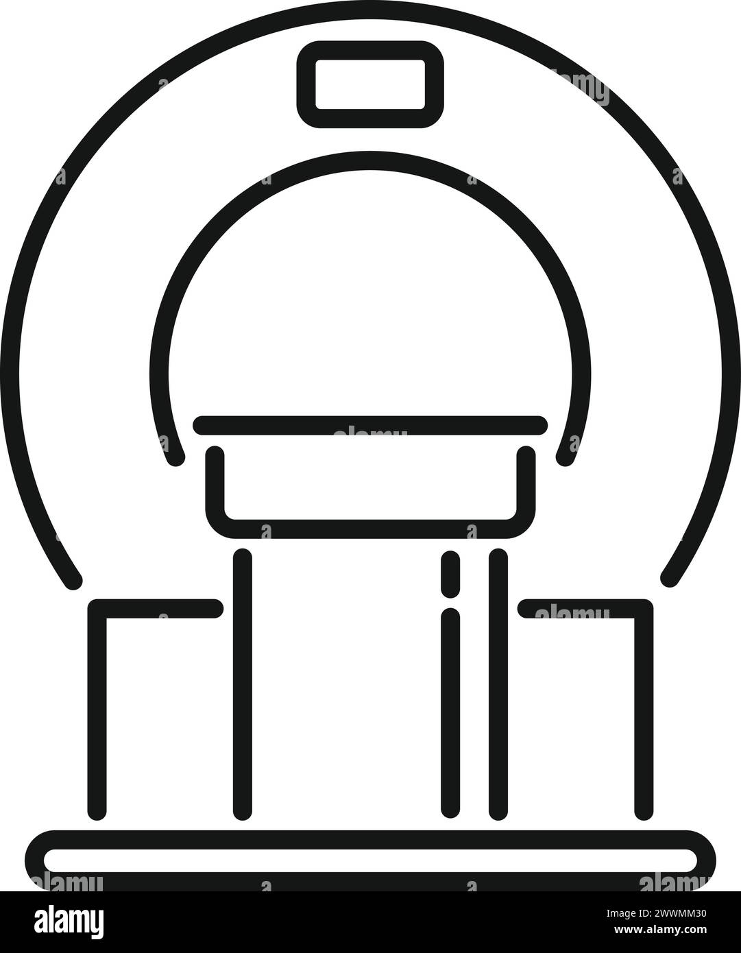 Vecteur de contour de l'icône d'examen du patient. Le médecin clinique thérapeutique. Médecine cérébrale Illustration de Vecteur