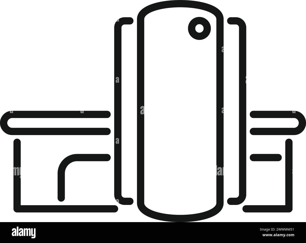 Vecteur de contour d'icône irm calculée. Patient soignant. Traitement calculé Illustration de Vecteur