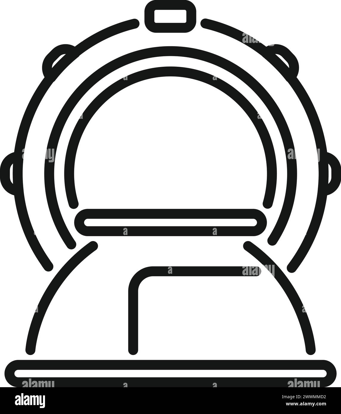 Vecteur de contour d'icône de dispositif irm de santé. Diagnostic cérébral. Médecine calculée Illustration de Vecteur