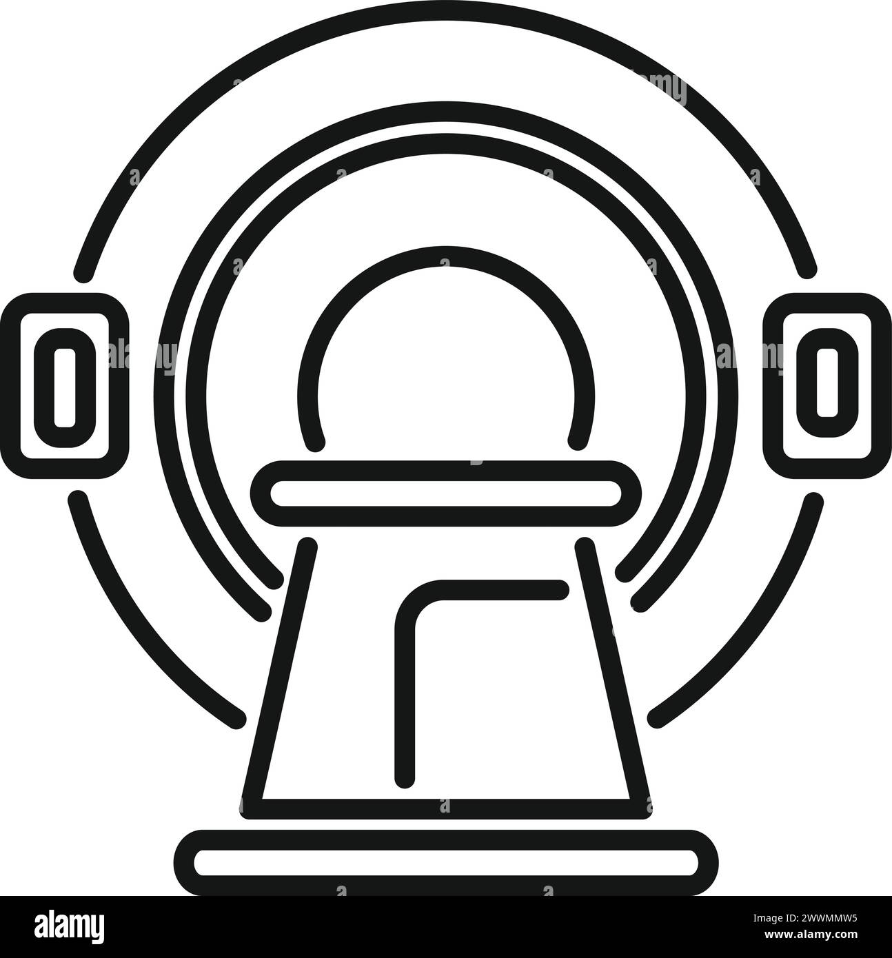Vecteur de contour d'icône magnétique pour dispositif IRM. Moniteur radio-magnétique. Clinique de médecine Illustration de Vecteur