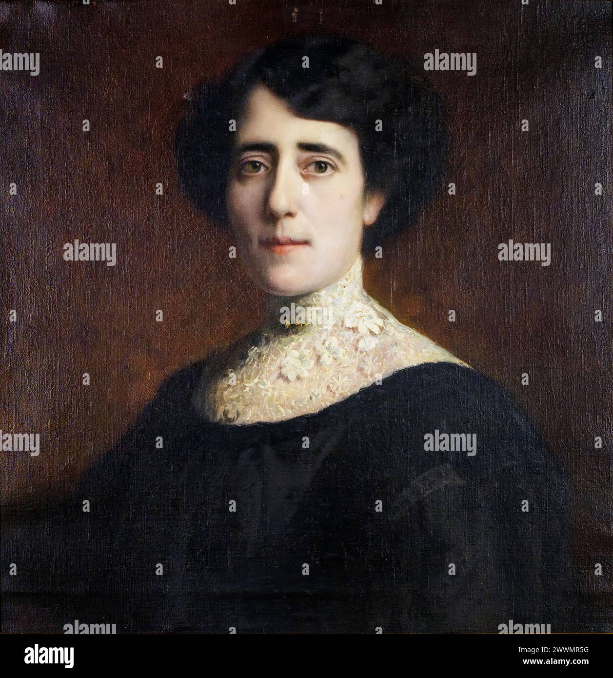 Franz von Stuck, Portrait einer Dame mit Spitzenkragen (Portrait d'une dame au collier en dentelle), peinture à l'huile sur toile, 1928 Banque D'Images