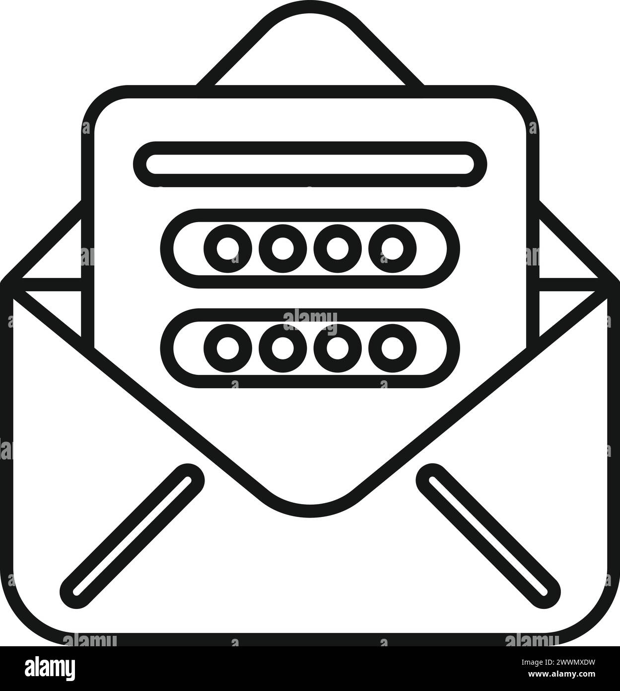Vecteur de contour d'icône de nouveau courrier sécurisé. STEP Safe cellulaire. ID message double processus Illustration de Vecteur