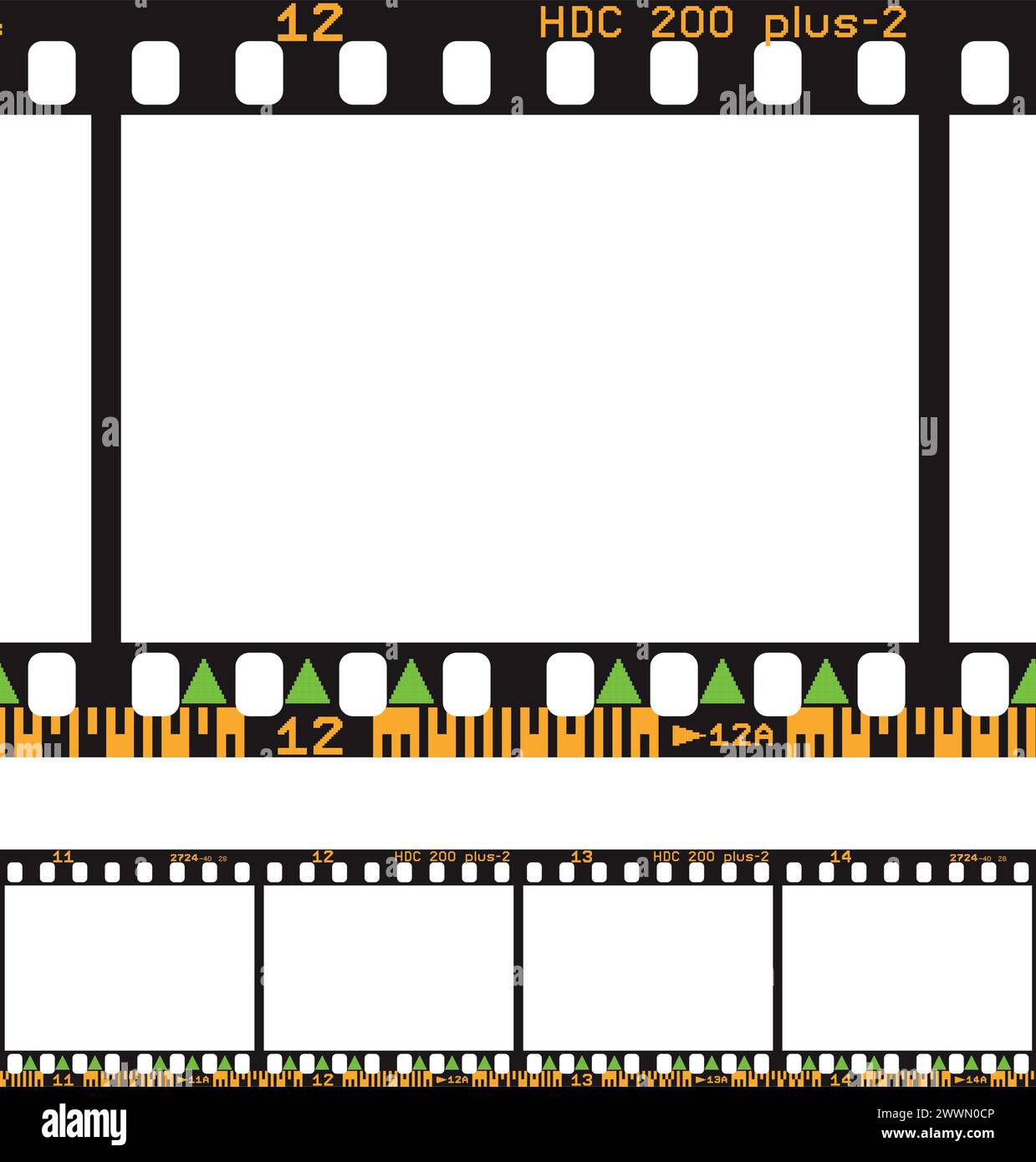 Illustration vectorielle de la bordure de film analogique photographique avec des codes à barres Illustration de Vecteur