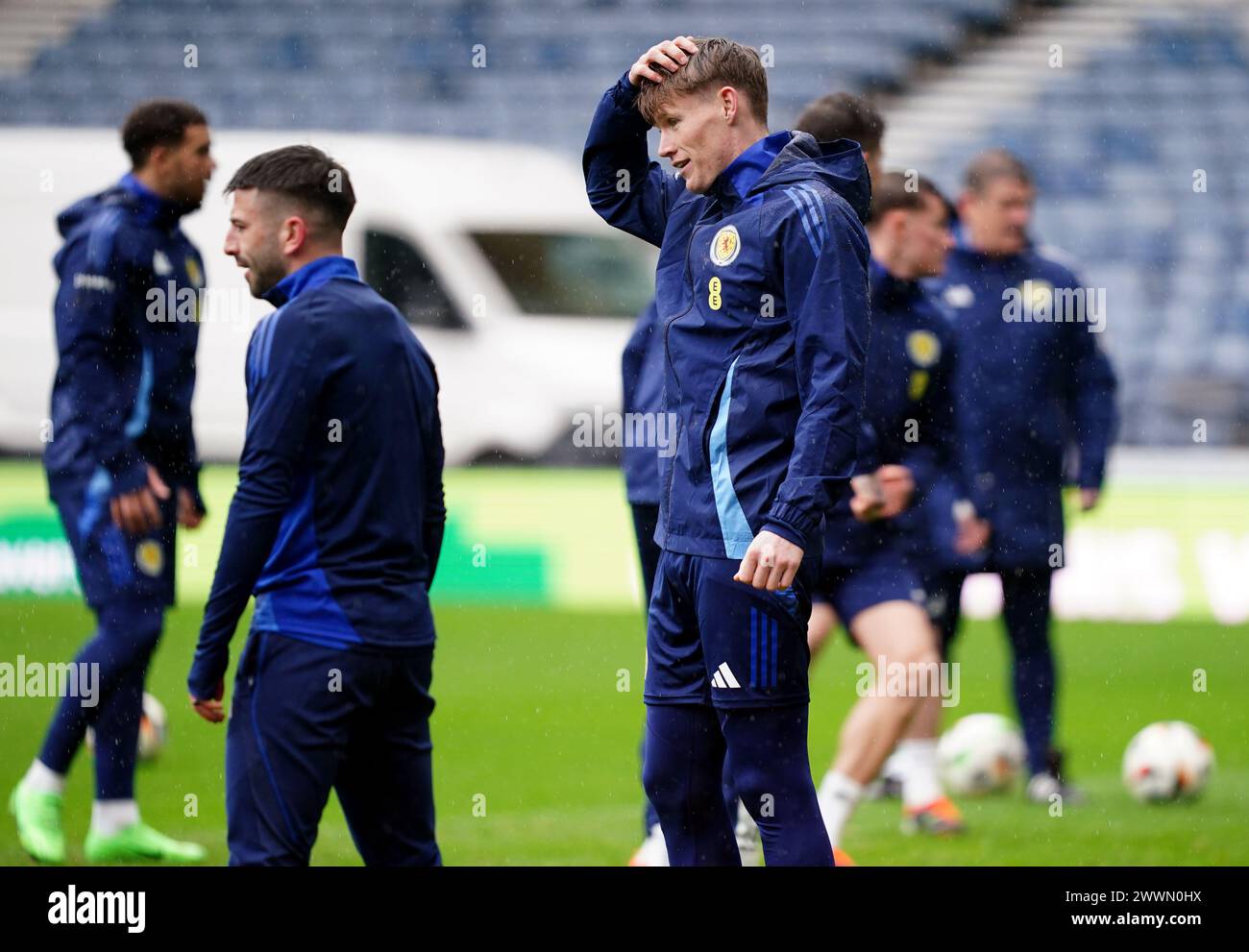 L'écossais Scott McTominay lors d'une séance d'entraînement à Hampden Park, Glasgow. Date de la photo : lundi 25 mars 2024. Banque D'Images