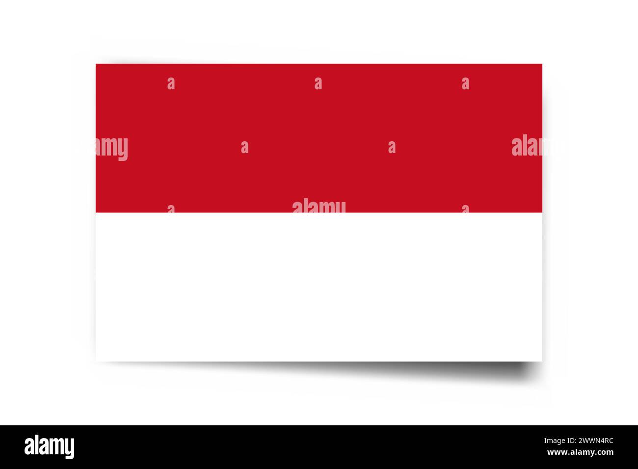 Drapeau de Monaco - carte rectangle avec ombre portée isolé sur fond blanc. Illustration de Vecteur