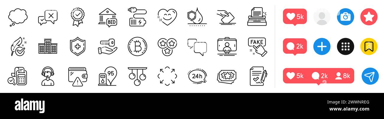 Maison d'achat, service 24h et pack d'icônes de ligne de portefeuille. Pour l'application Web. Icônes de médias sociaux. Vecteur Illustration de Vecteur