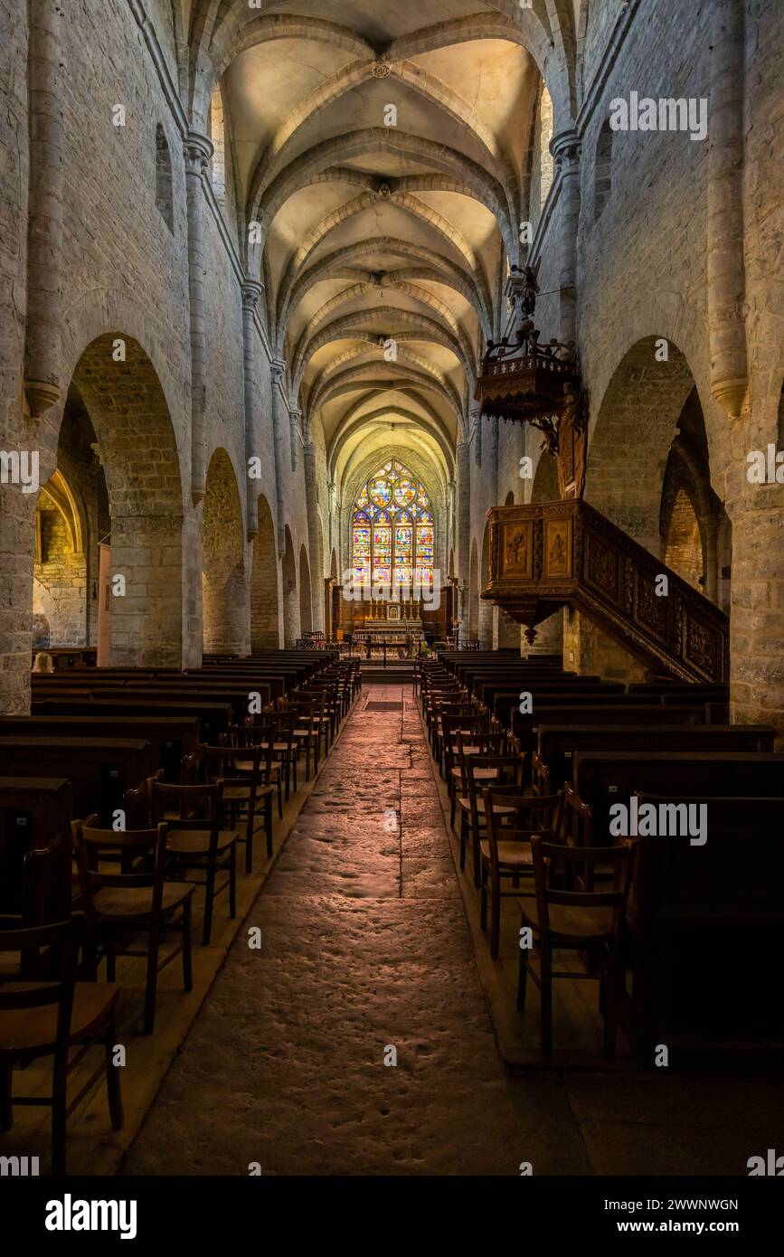 Intérieur de l'église Saint-Just à Arbois, département du Jura, Franche-Comté, France Banque D'Images