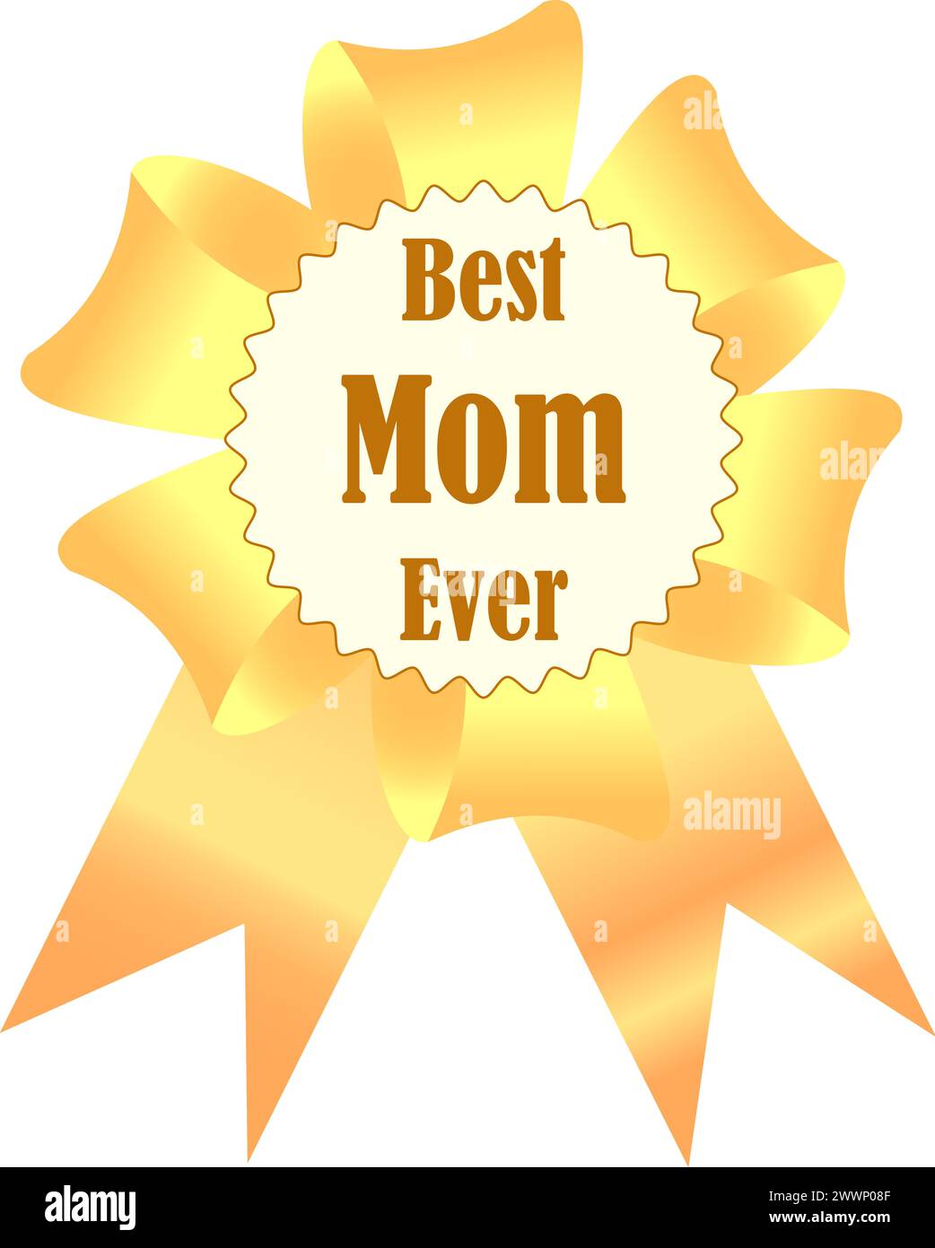 Belle décoration pour la fête des mères avec ruban de récompense en or et lettrage Best Mom Ever Illustration de Vecteur