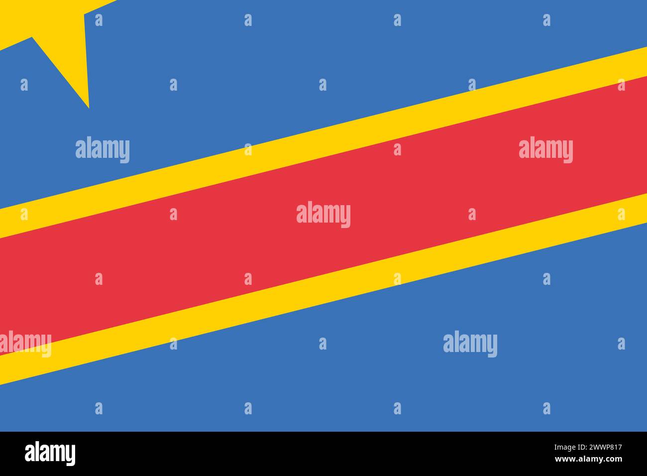 Drapeau de la République démocratique du Congo - découpe rectangulaire du drapeau vectoriel tourné. Illustration de Vecteur