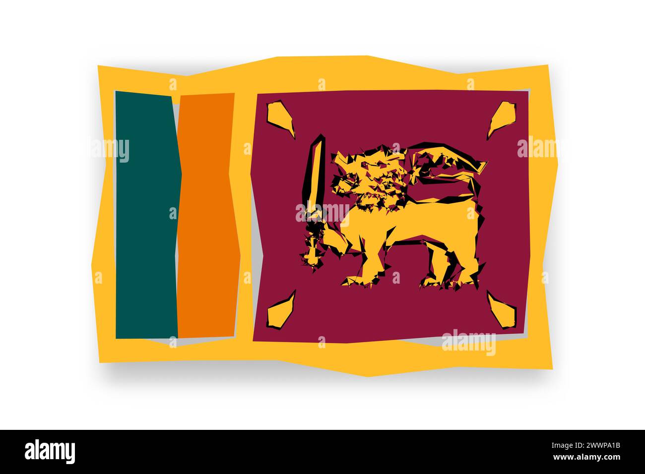 Drapeau du Sri Lanka - mosaïque de drapeau élégant de découpes de papier colorées. Illustration vectorielle avec ombre déposée isolée sur fond blanc Illustration de Vecteur