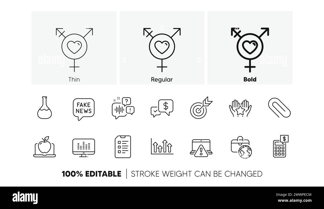 Icônes d'avertissement en ligne, de création de musique et de secteur d'activité mondial. Pour l'application Web, impression. Icônes de ligne. Vecteur Illustration de Vecteur