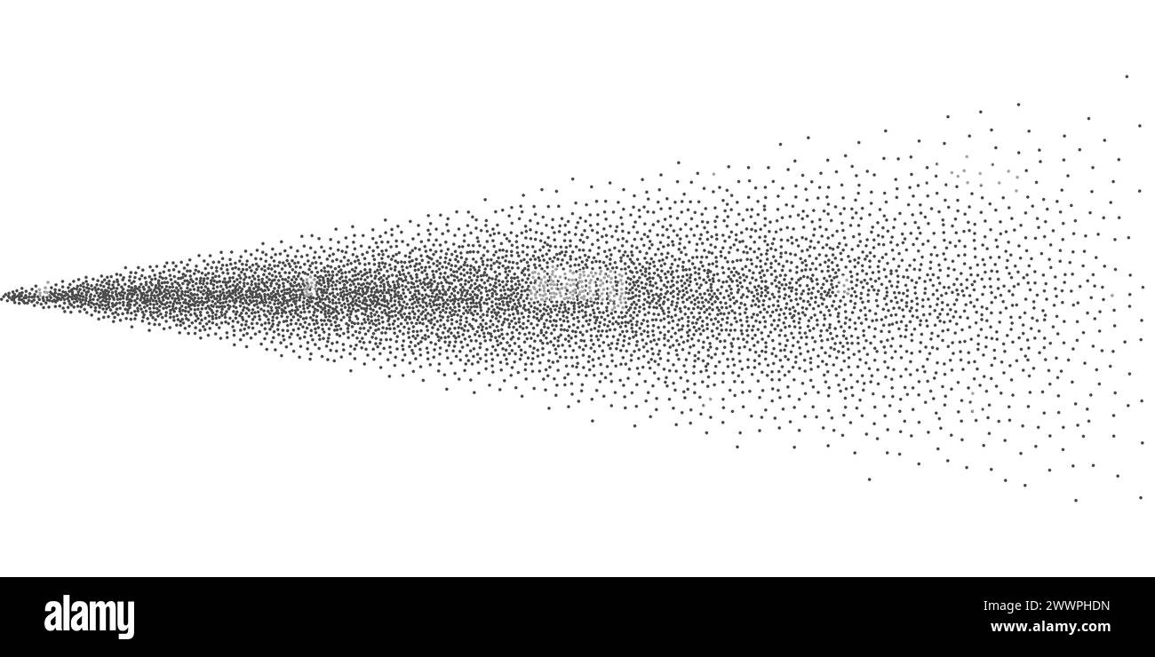 Pulvérisation de points noirs, de particules de poussière abstraites ou d'explosion de gouttelettes d'eau provenant du pistolet pulvérisateur Illustration de Vecteur