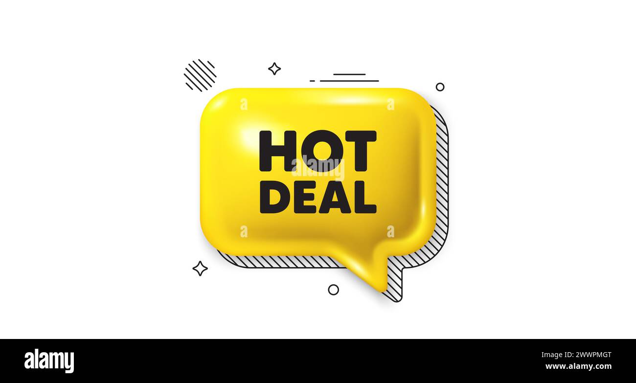 Symbole Hot Deal. Affiche de prix d'offre spéciale. icône de bulle de dialogue 3d. Vecteur Illustration de Vecteur