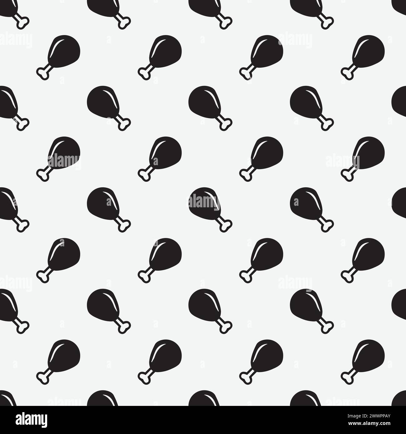 Motif sans coutures pour cuisse de poulet. Illustration vectorielle dessinée à la main de cuisse de poulet. Illustration de Vecteur